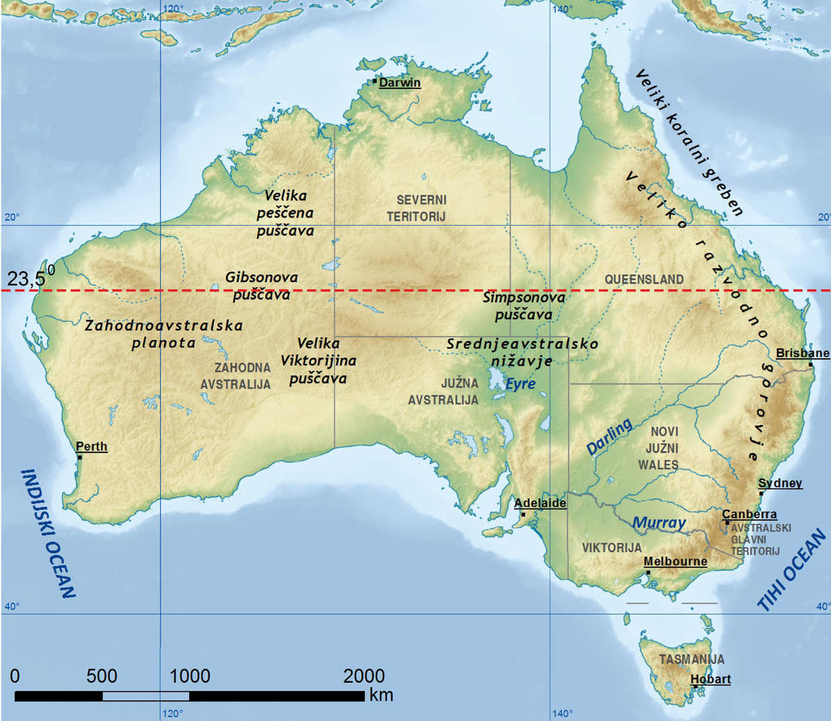 Zemljevid Avstralije