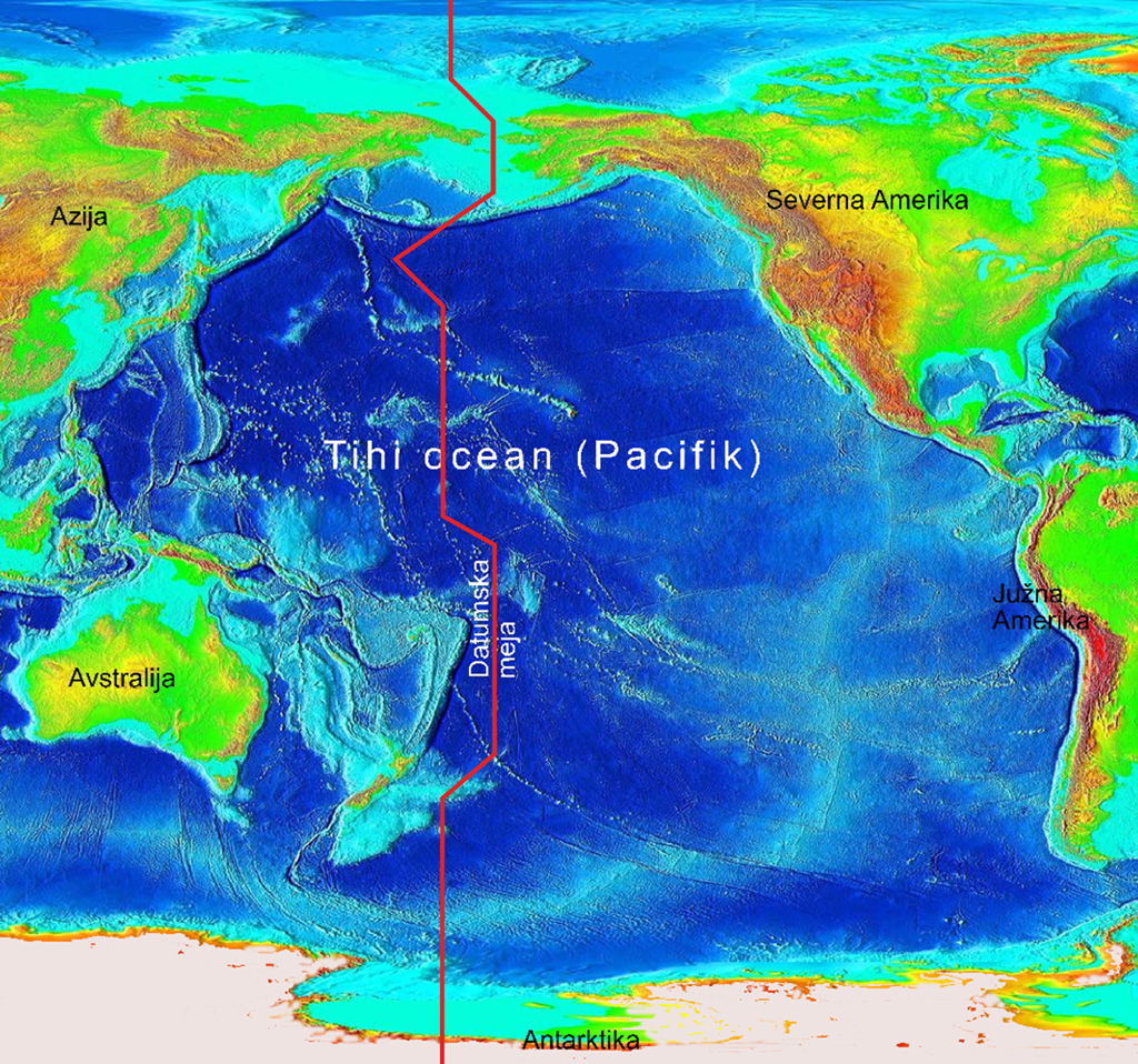 Datumska meja prečka Tihi ocean