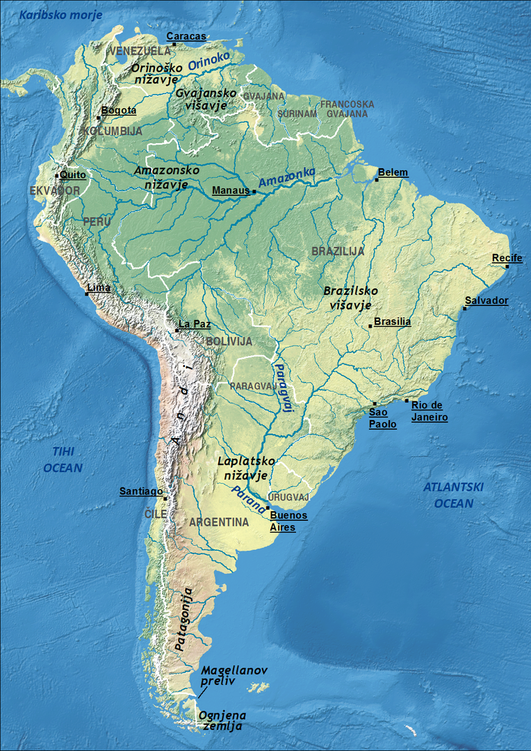 Zemljevid večjih gospodarskih središč