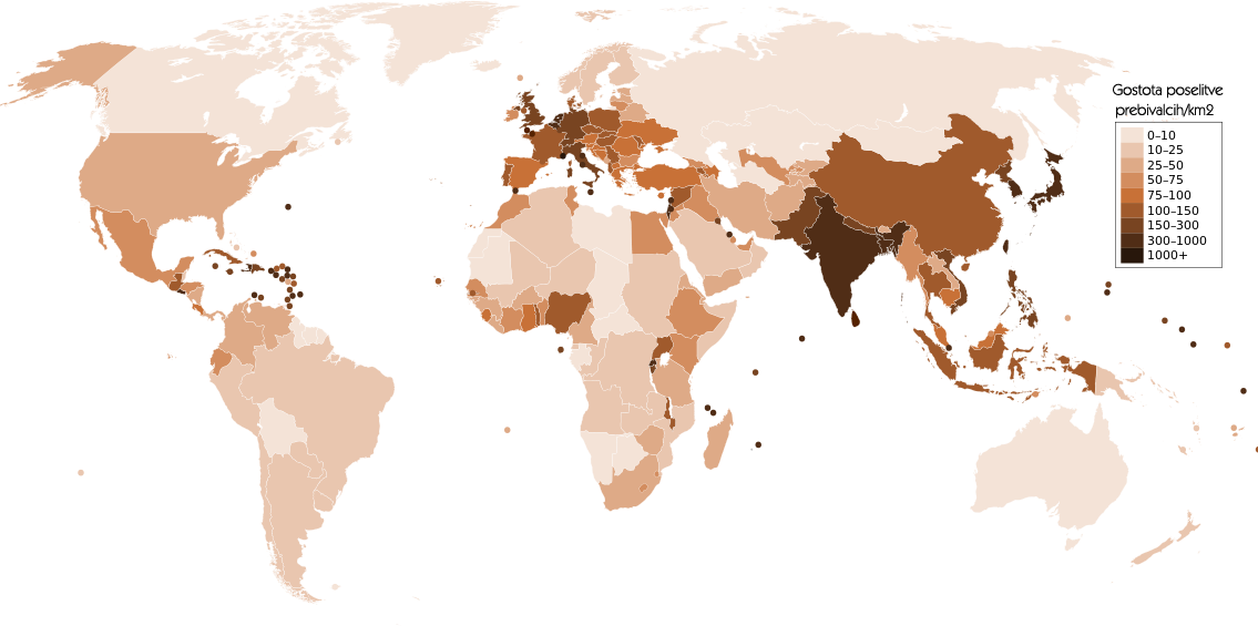 Gostota poselitve v svetu